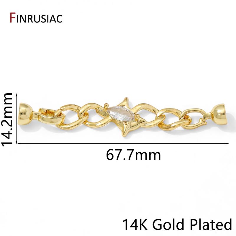 

14K Gold Plated Brass Zircon Connector Fastener Clasps Lock,Chain Connecting Clasps For DIY Jewelry Making Accessories Supplies 1 piece