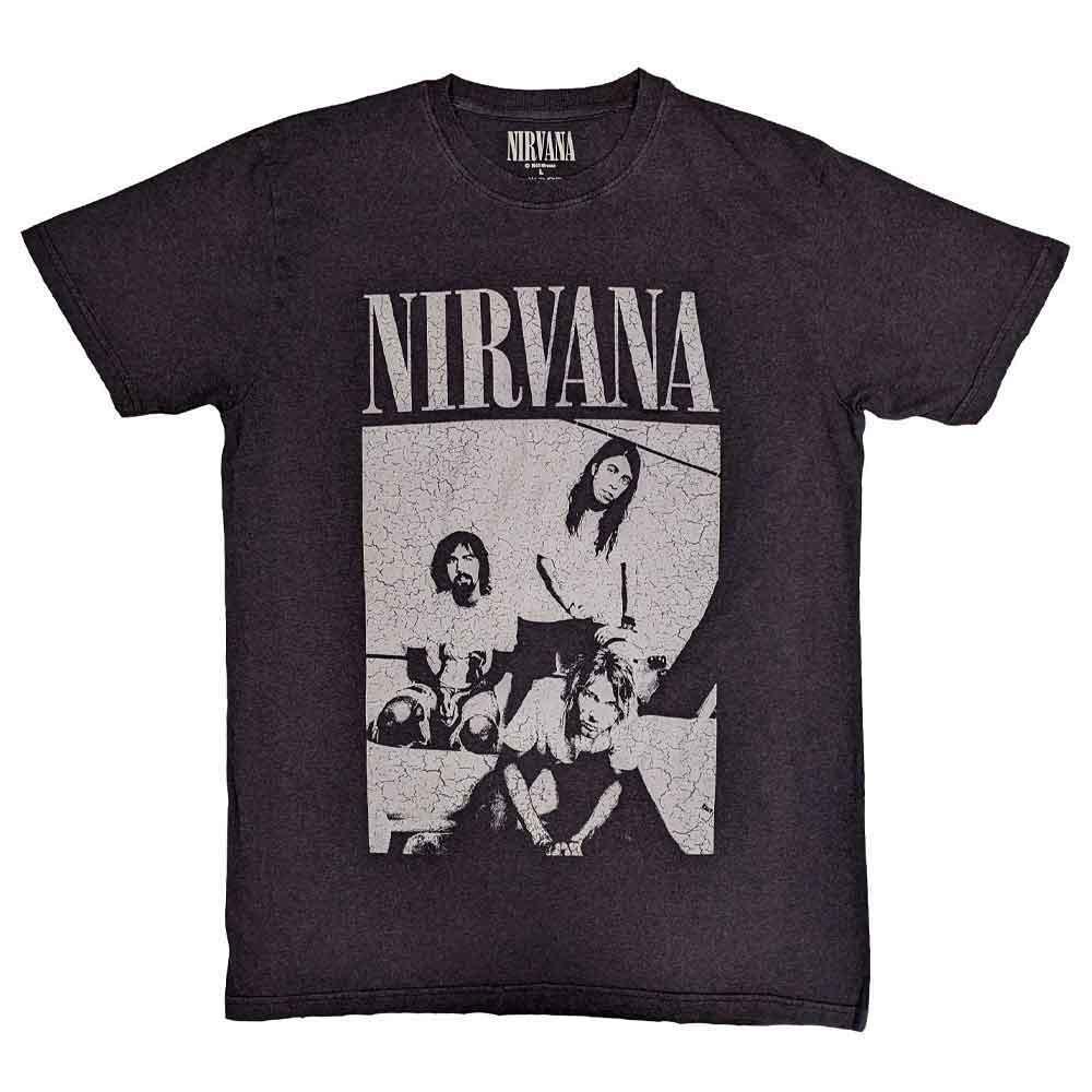 26 Nirvana T Shirt Sitting Band Logo new Official Unisex Black Distressed Unisex T-Shirt M