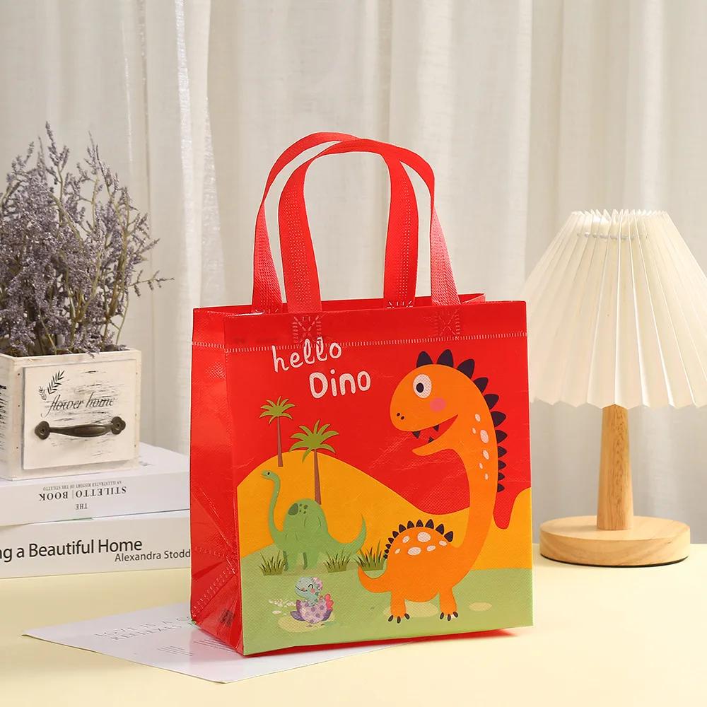 4Pcs Cartoon Dinosaur Paper Gift Bags Candy Cookies Packaging Bag Kids Jungle Animal Birthday Party Decorations Baby Shower