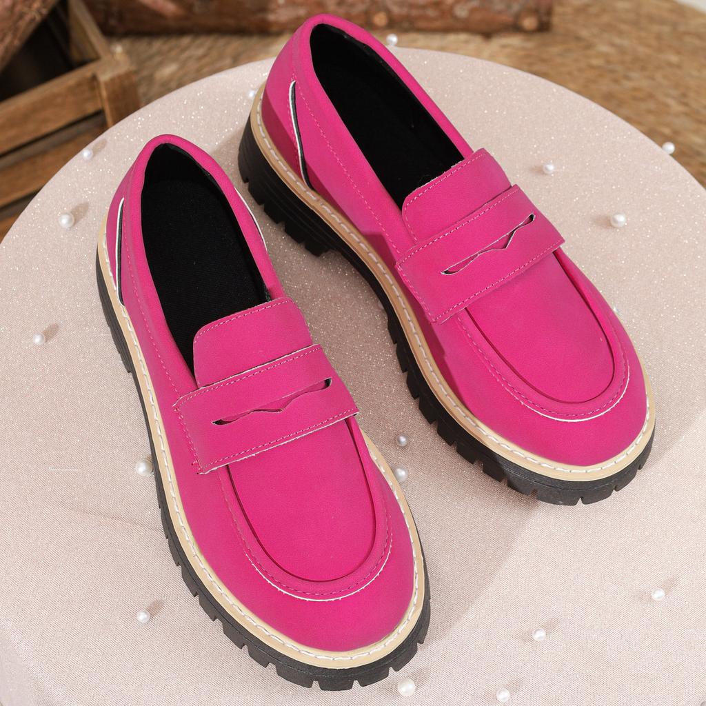 Retro Single Shoes Women's New Winter Casual British Style Large Size Shoes Thick Heel Thick Sole