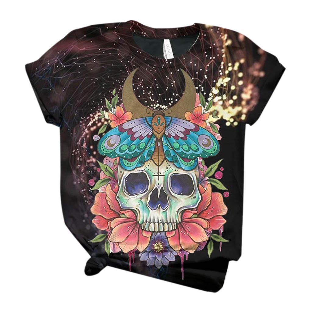 Plus Size Women Short Sleeve 3D  Printed  Tops Tee T-Shirt Blouse