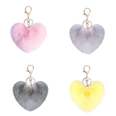 Creative Cute Colorful Plush Peach Heart Keychain Bag Pendant Charms Car Key Accessories Trinket For Girl  Keyring
