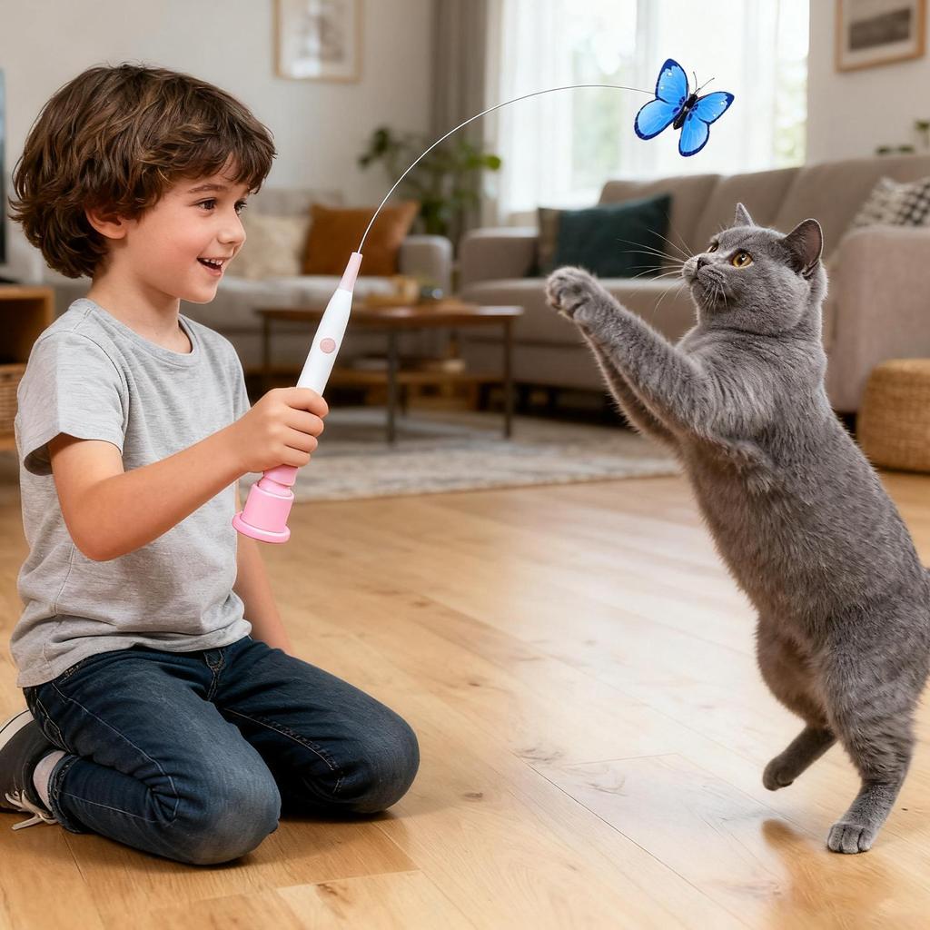 Cat Interactive Toys Suction Cup Smart Interactive Moving Cat Toys Teaser Wand For Small Medium Kitten Home Apartment Play