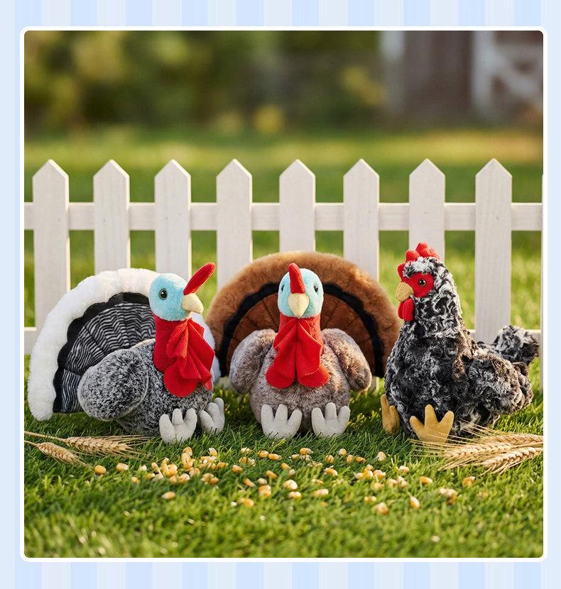 Wuji White Chicken Plush Toy - Reed Flower Rooster Hen Doll Pillow Prop