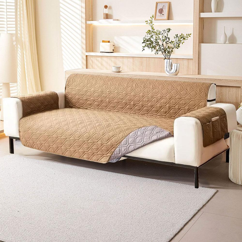 1/2/3/4 Seat Waterproof Sofa Cover for Pets and Kids Living Room Non-Slip Armchair Couch Slipcovers Dog Sofa Protector Mats Gray