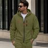 Men's Long Sleeve Lined Zip Up Hoodie with Multiple Pockets for Casual Everyday Wear