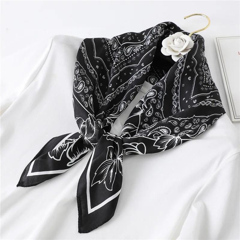 Fashion Print Silk Hairbands Scarf Women  Spring New Elagant Floral Bandana Neck Kerchief Head Bands Foulard Female Scarfs
