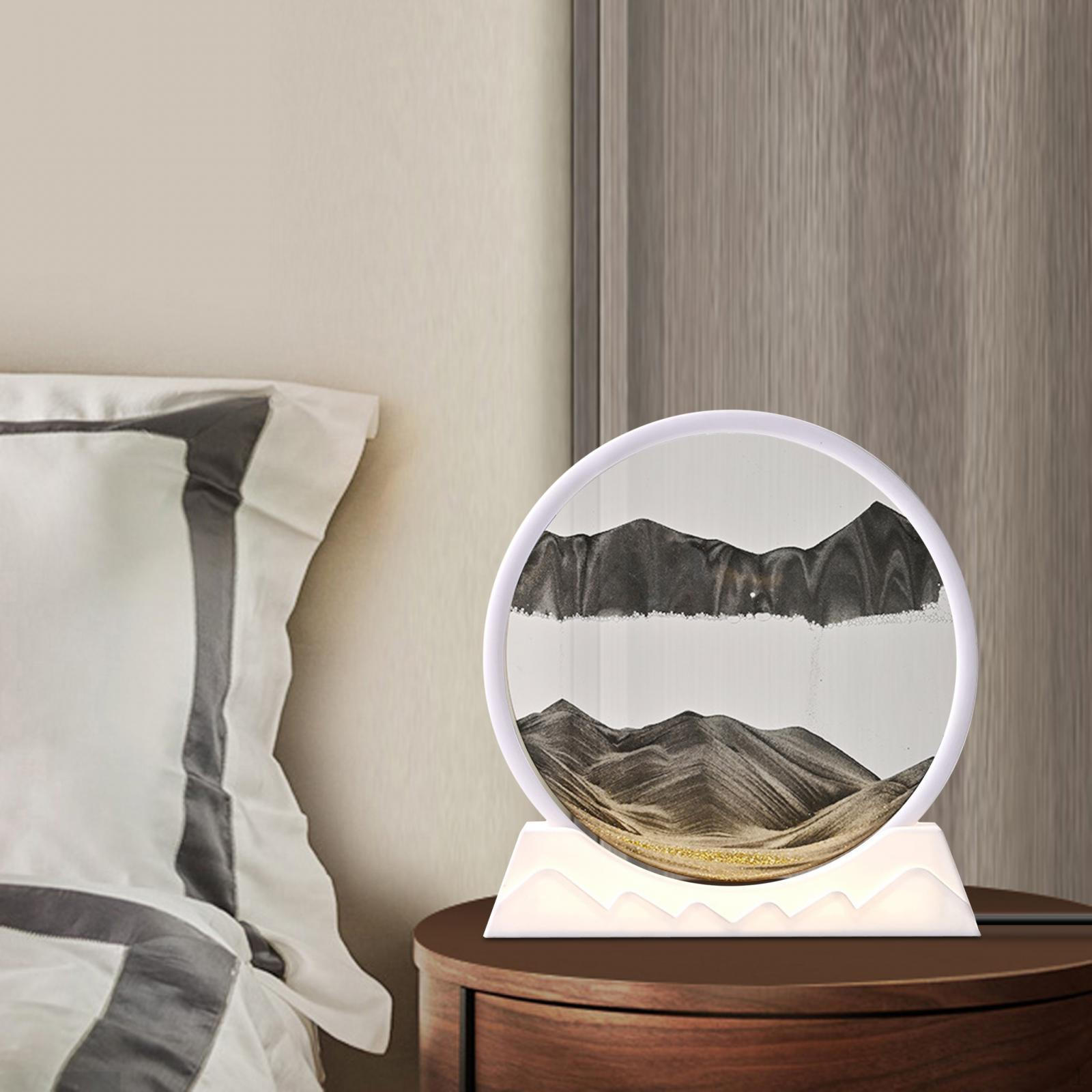 Art Picture Night Light Decorative Quicksand Painting Dynamic Sand 3D Flowing for Black 18cmx19.5cm