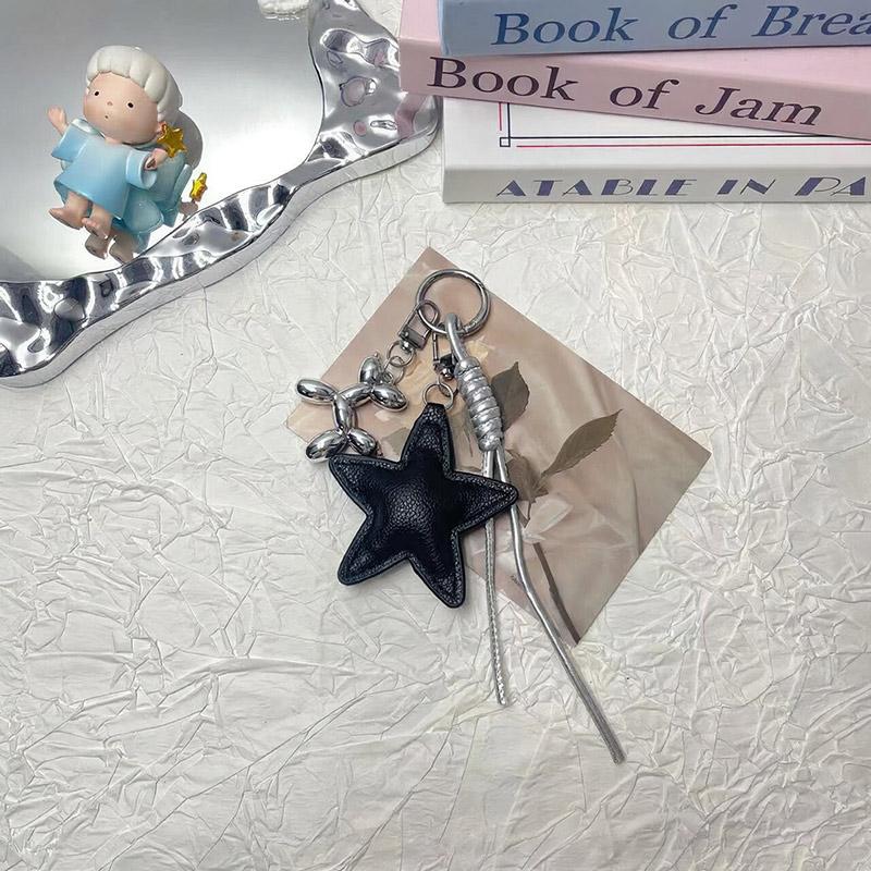 

Fashion Leopard Starfish Keychain Cute Balloon Dog Leather Charm Women Maximalist Bag Ornaments Accessories Braided Rope Keyring