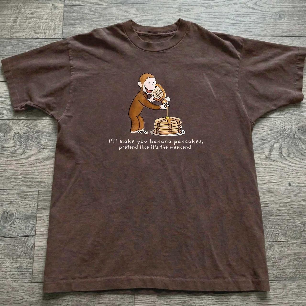 Curious george with pancakes monkey tshirt, vintage tshirt Unisex T-Shirt L