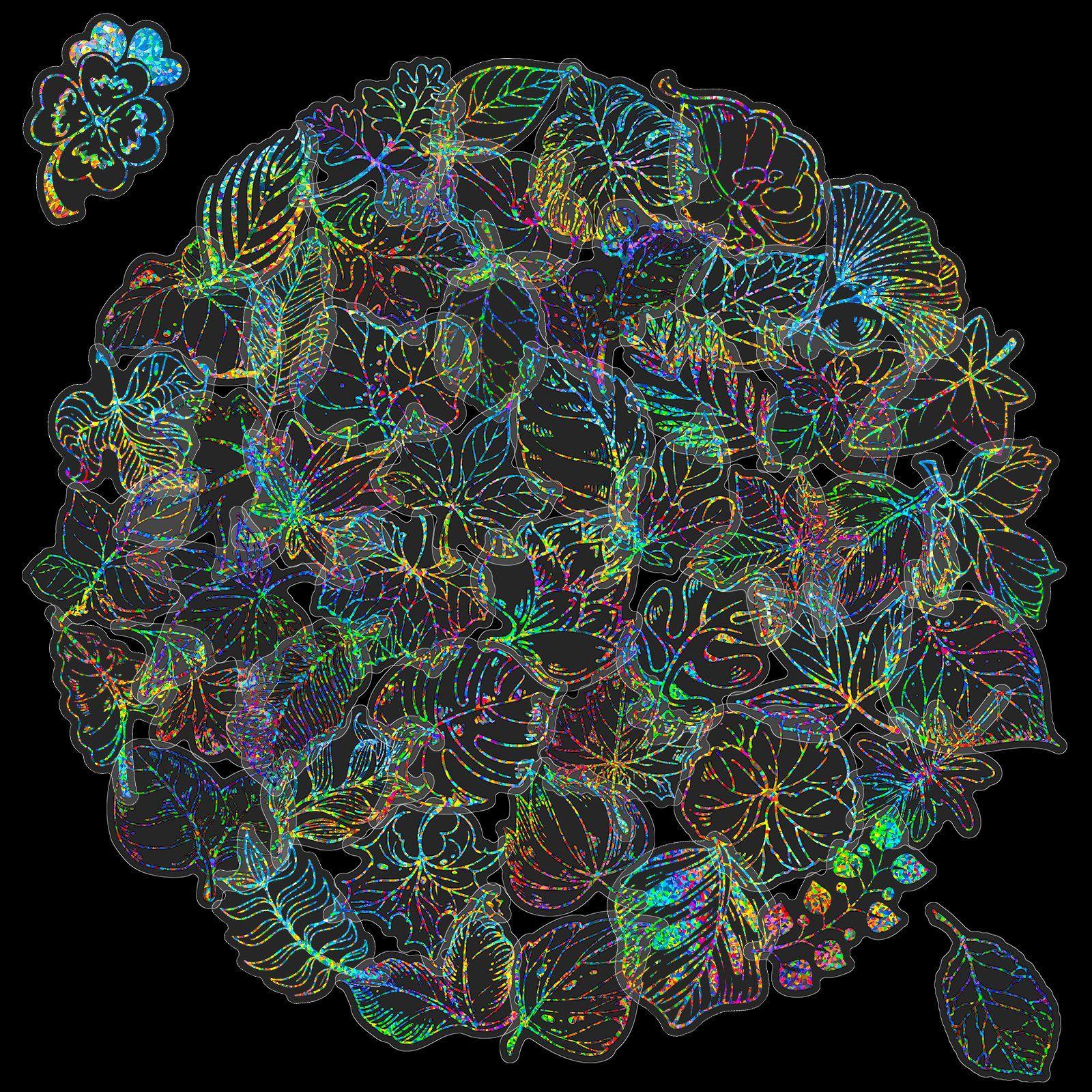 

50 Laser Leaf Stickers Shrimp Skin Hemp Stickers Retro Goo Ka Laser Stickers