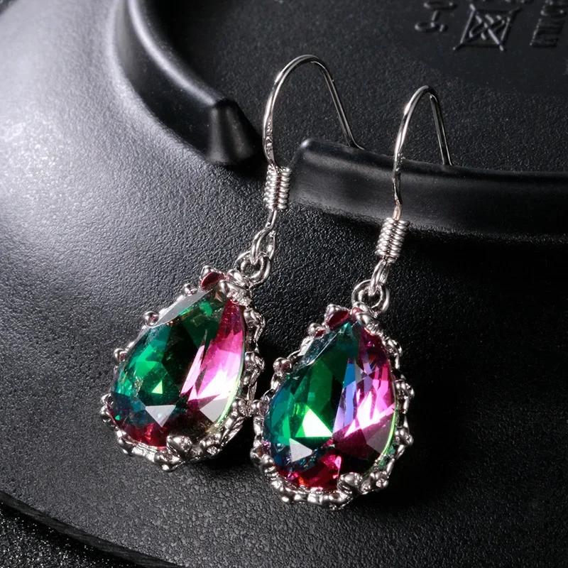 2026 New Colorful Crystal Zircon Bridal Earrings, European and American Personalized Fashion Trend, High End Jewelry