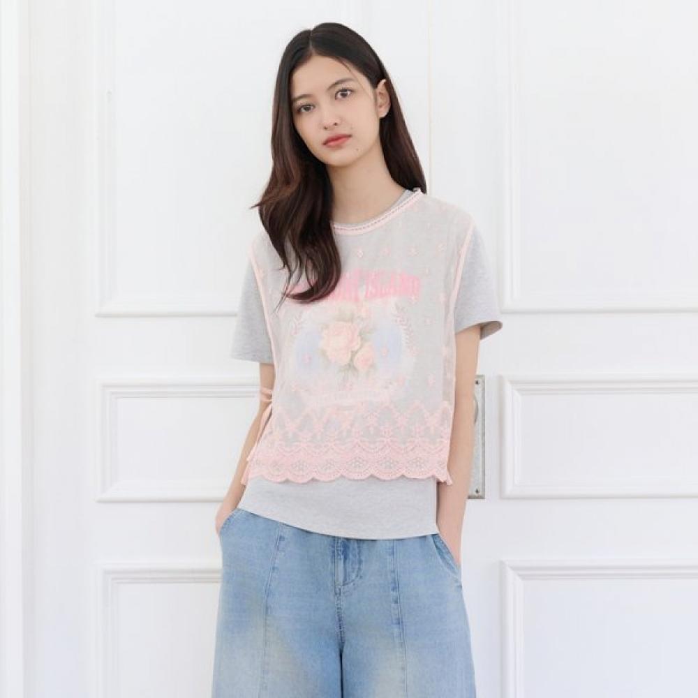 Thursday Island Floral Embroidery Mesh Sleeveless Blouse T264mbl284w