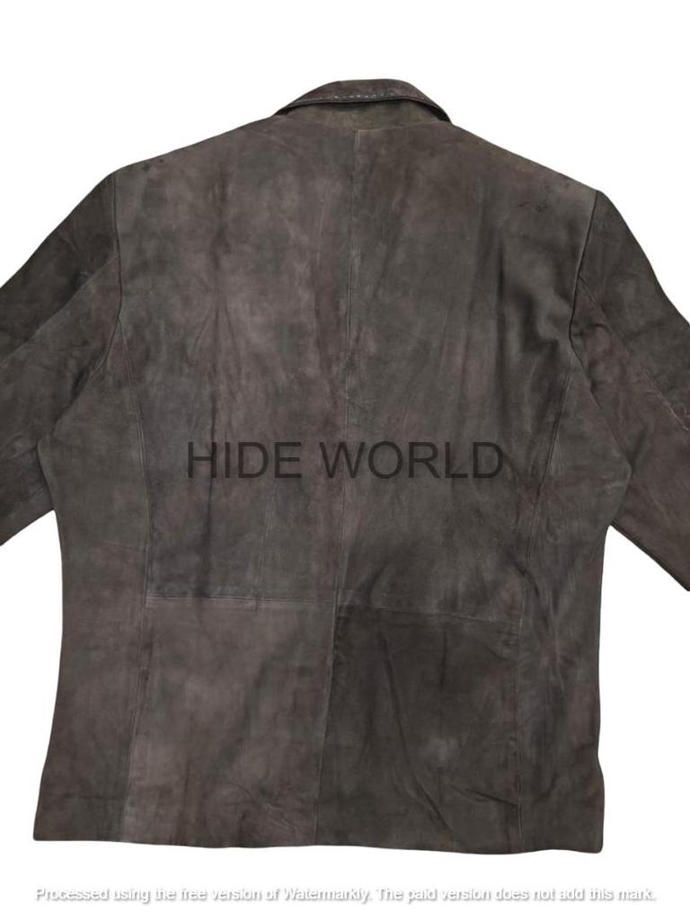Blazer de Couro Marrom Escuro Formal Estiloso Masculino Blazer de Camurça Pura Casaco Feito à Mão