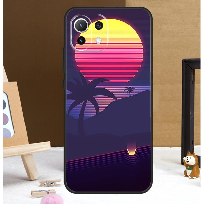 80s Retrowave Neon Palms Tree Case For Xiaomi 13T 14 Pro 11T 12T 12 13 Lite POCO X6 X3 X4 X5 F5 Pro F3 M5s M6 Pro Cover