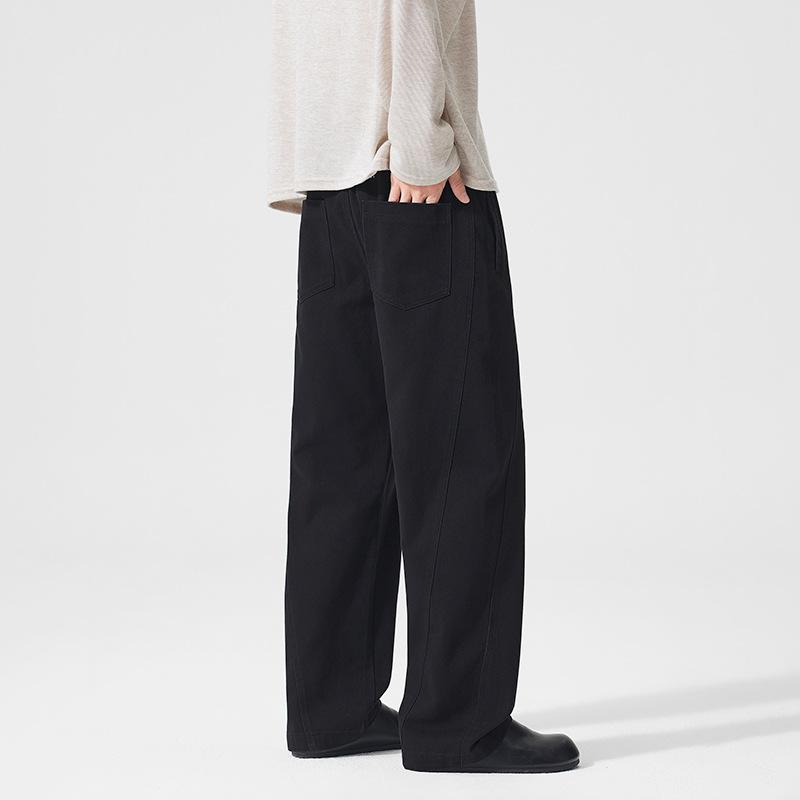 Khaki cotton casual pants men's autumn and winter new straight loose American high-end trendy pants