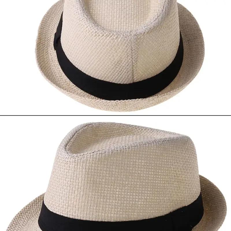 Summer Children's Hat Straw Hat Boys and Girls Baby Cap Manual Straw Summer Vacation Hat Parent-child for Sun Caps
