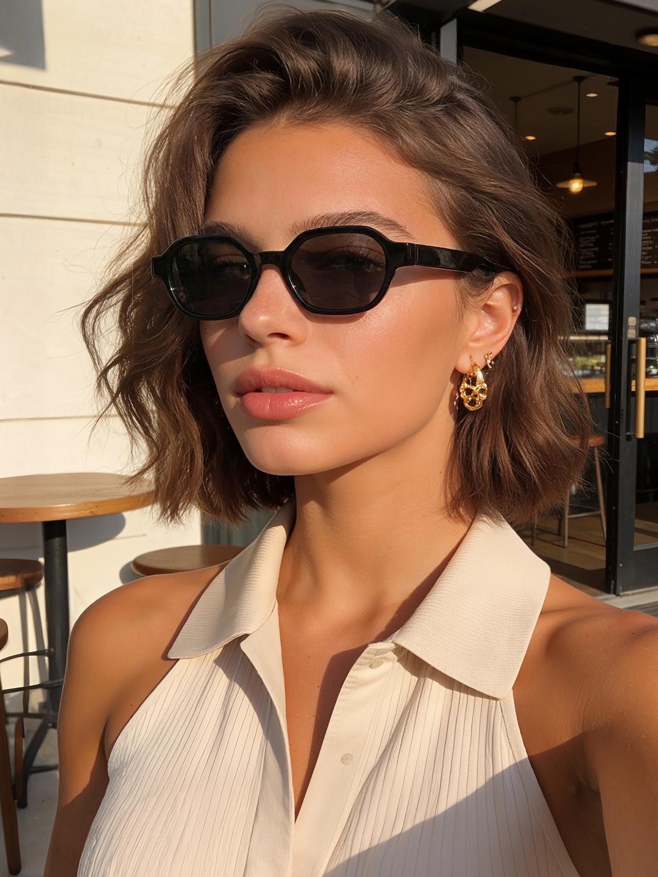 

1PCS Classic Black Oval Sunglasses Unisex Stylish Cool Fashion Accessories Driving & Sun Protection Eyewear чёрный