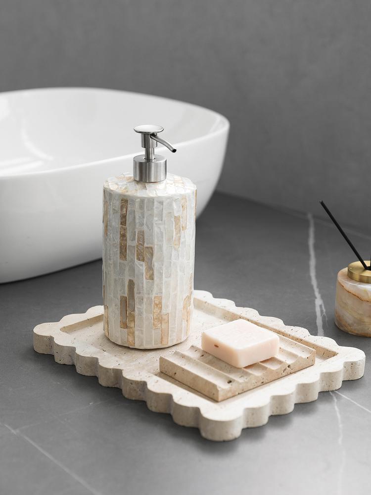Natural Seashell Soap Dispenser Ceramic Hand Sanitizer Bottle Lotion Bottle Dispenser Bottle Hotel Home Bathroom Accessories