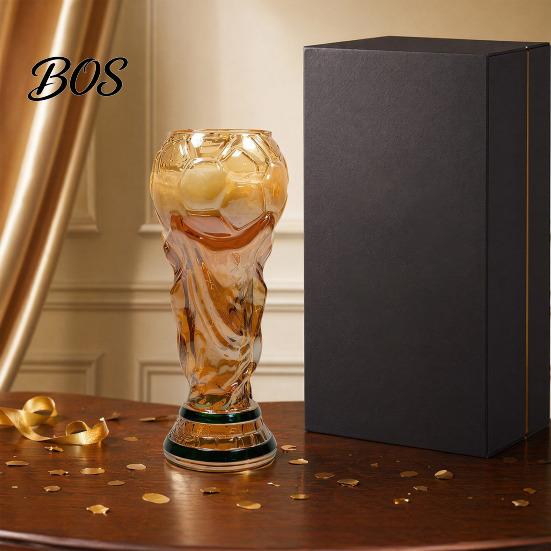 Transparent Beer Mug Trophy Glass, 480ml Football Cup, Champion Shaped Borosilicate Glass Soccer Party Gift for Lovers