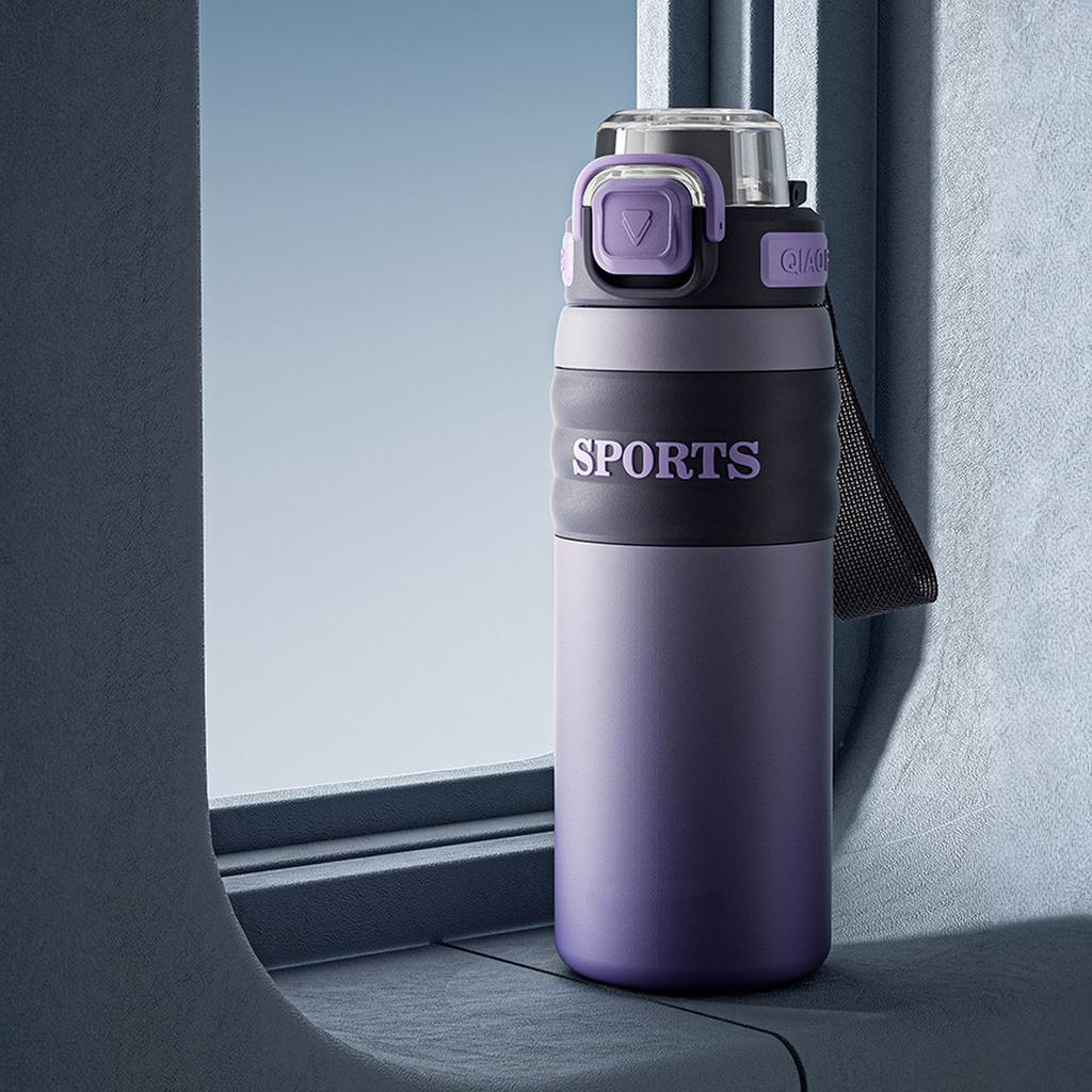 Borraccia Termica da 20 oz con Cannuccia, Borraccia Sportiva in Acciaio Inossidabile con Ampia Apertura per lo Sport
