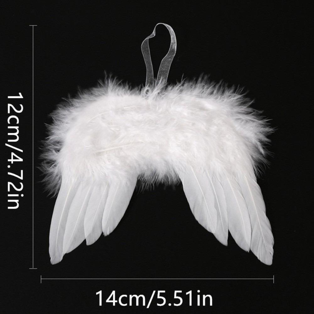 5Pcs White Feather Angel Wings Hanging Christmas Tree Ornaments Christmas Tree Decor