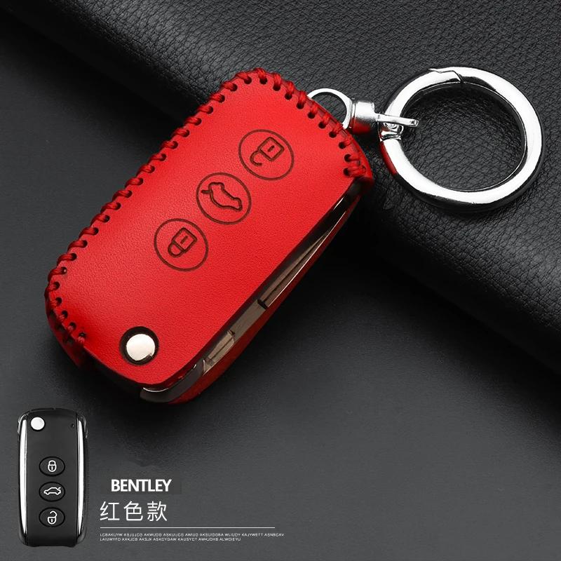 For Bentley Mulsanne Continental Flying Spur Car Key Bag Case Wallet Holder Key Cover Top Leather