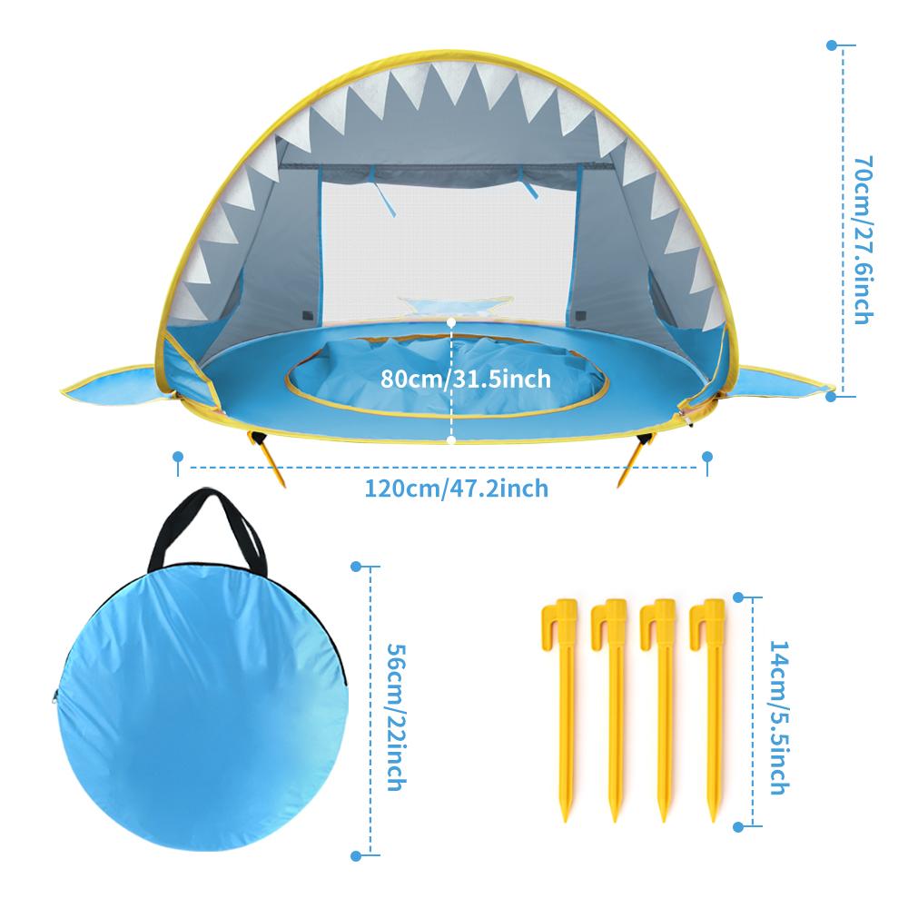 Kids Baby Pop Up Beach Tent with Pool Anti-UV Sunshelter Lightweight Foldable Sun Shade Tent for Beach Garden Outdoor Water Fun