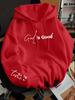 Men Casual Sport Hoodie Hip Hop "God Is Good All The Time" White Print Streetwear Sweatshirt with Deep Front Pocket