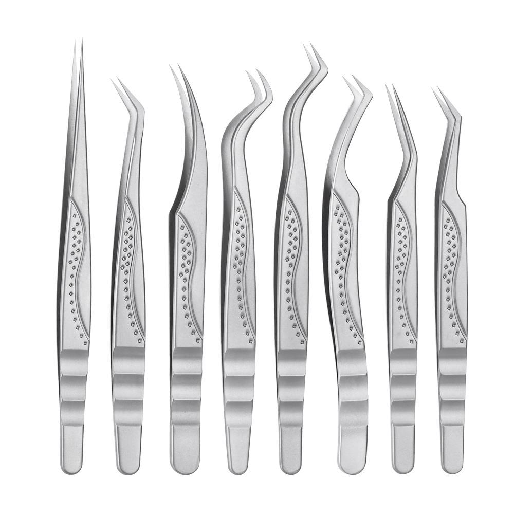 Stainless Steel Curved & Straight Tip Tweezers for Eyelash Grafting & Blackhead Removal