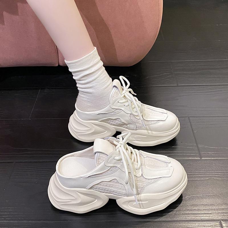 Fashion 2024 Slip on Sneakers Clogs Platform Increas Height Tennis Female Round Toe New  Slippers Women  Women Shoes