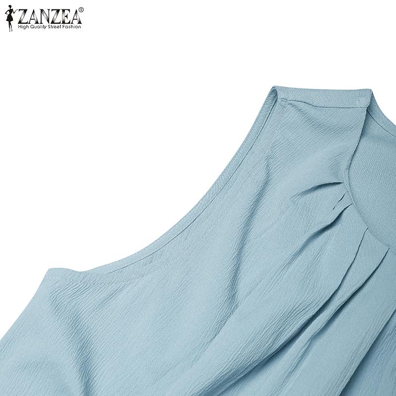 ZANZEA Women Casual Round Neck Summer Sleeveless Dress