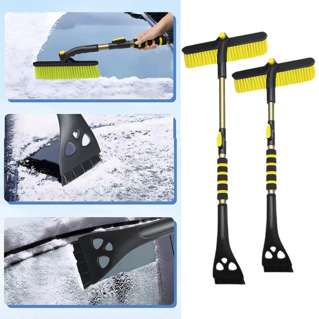Snow Brush For Car Ice Scraper, Adjustable Extendable Winter Scraper With Ice Brush & Comfort Foam Grip For SUV Truck Windshield Snow Removal ,Yellow,