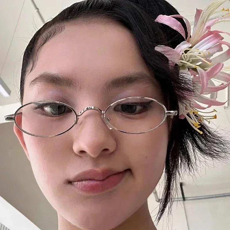 Ins Trendy Small Oval Metal Frame Eye Glasses Women Men Korean Fashion Retro Gold Silver Color Eyewear Anti Blue Light Glasses
