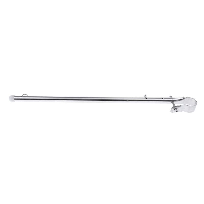 Stainless Steel Marine Yacht Kayaking Diving 16'' Rail Mount Flag Pole - Silver Surface polishing glossy and lustrous