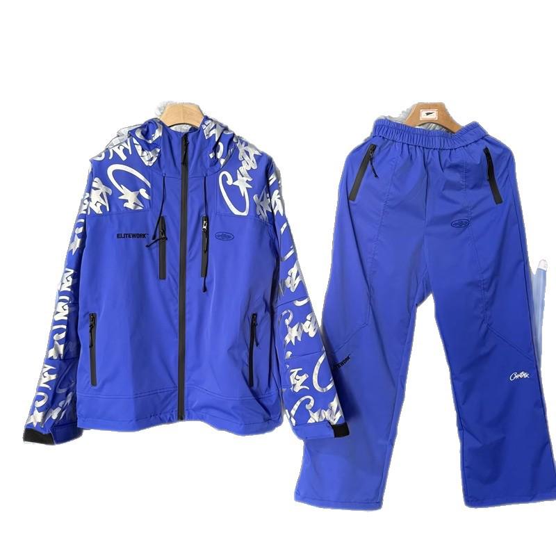 Set Giacca Antivento Riflettente Corteiz Alcatraz & Pantaloni Lunghi Casual