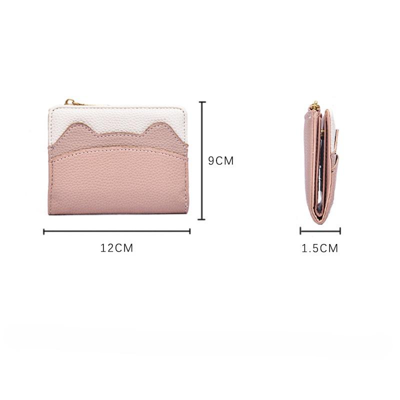 Fashionable Korean-style Women's Wallet  Multi-functional Mini Card Case  Small Student Thin Design  Cute Color-blocking Coin Purse
