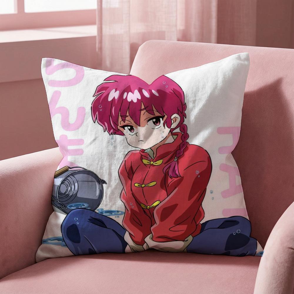Cartoon R-Ranma1 1/2 Cushion Cover Multi-Scene Pillow Cover for Home & Car - Reversible, Soft & Durable for Daily Use