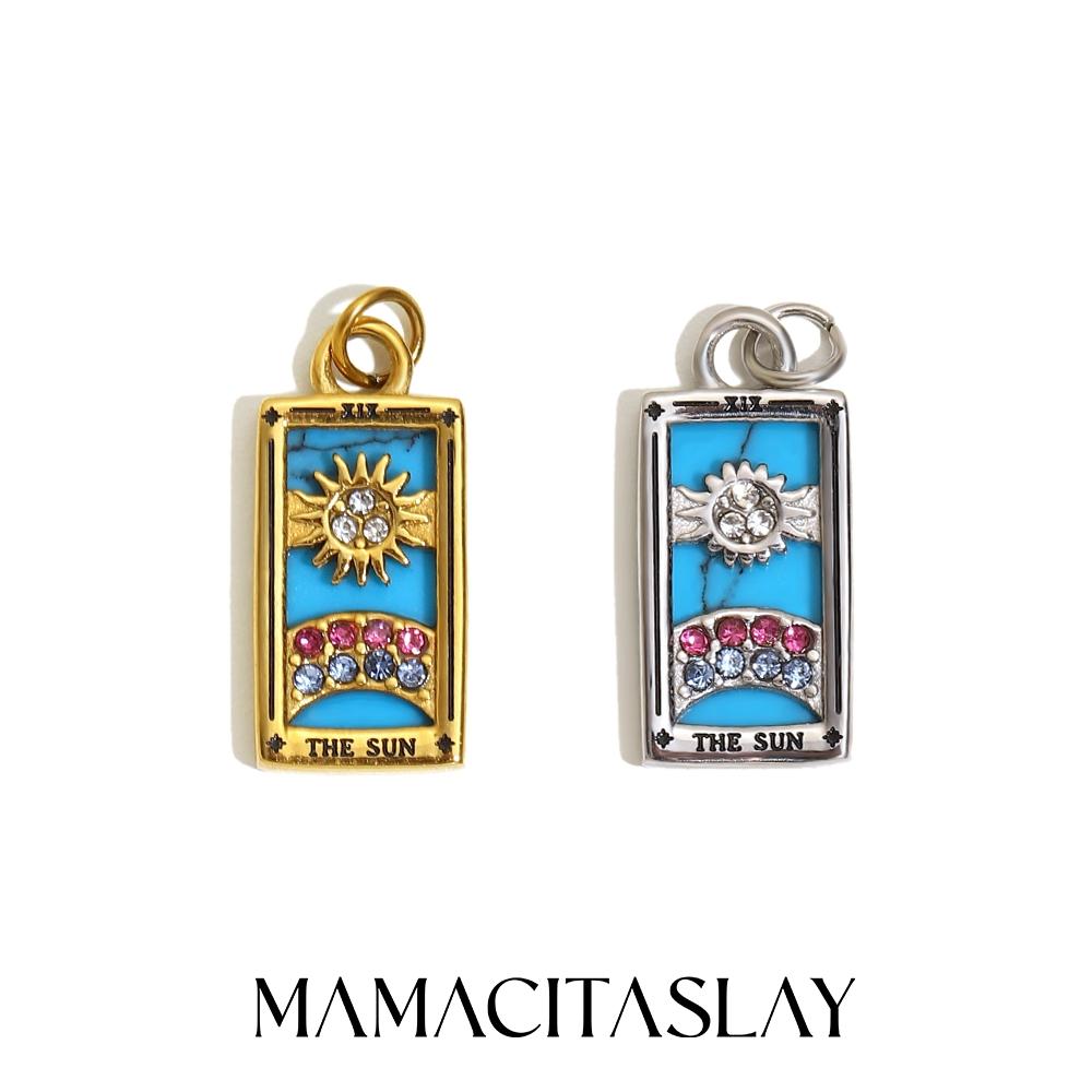 MamacitaSlay 316L Stainless Steel Shell Zircon Tarot Card Charms Necklace Earrings DIY Pendant Waterproof Jewelry Accessories