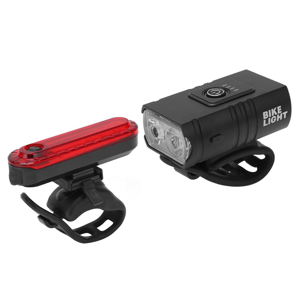 USB Rechargeable Bike Light Set Super Bright Front Headlight and Rear Taillights USB Charging Bike Light with Aluminum