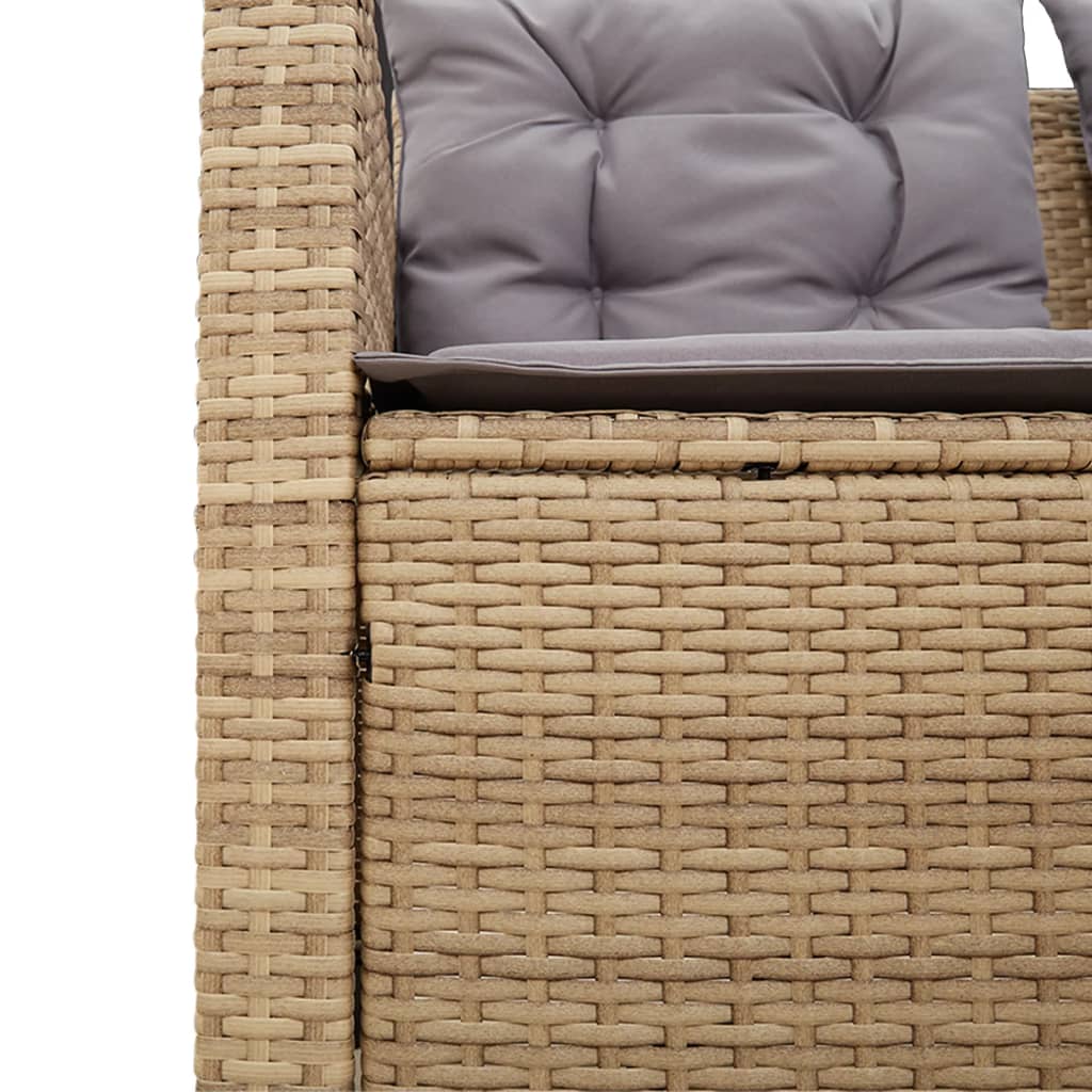 L shaped garden sofa set with table and cushions beige poly rattan