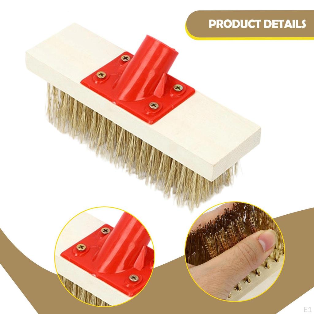 Wire Brush Floor Scrub Head Tough Heavy Duty Push Broom Scrubber for Cleaning Wooden Decks