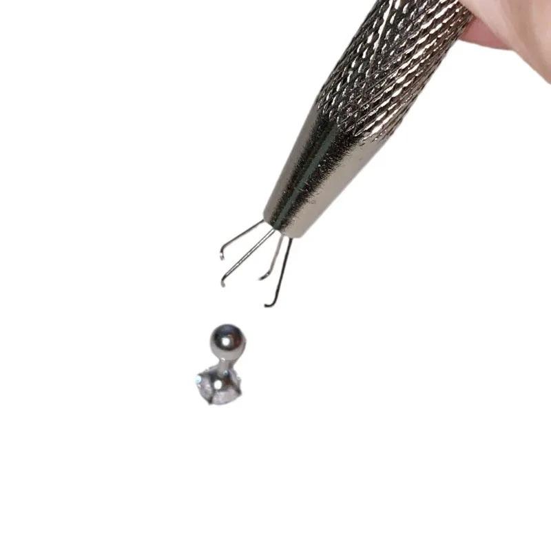 Mini 4 Claws Jewelry Beads Tweezer Pick-up Tool Diamond Gems Prong Holder Catcher Grabber Stainless Steel Body Piercing Tools