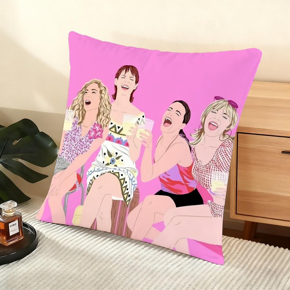 Cushion Cover Silky Short Plush Home Sofa Cushion Cover - Invisible Zipper Home Decoration S-Sex And The City TV
