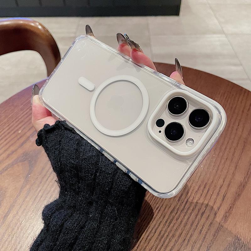 

Slim Transparent Magnetic Phone Case for Magsafe iPhone 17 Air 16 E 15 Plus 14 13 12 Pro Max 17E 17pro Anti-Yellow Shockproof Protective Back Cover iPhone 17 білий