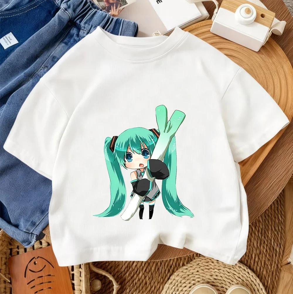 Children Casual Tee Hatsune Miku Cute Kawaii Print 2026 Summer Boys Girls Street Fashion 314 Age