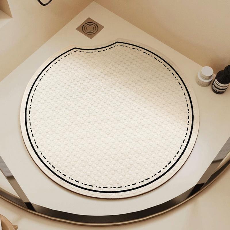 Round Bathroom Floor Mat Fan-shaped Shower Room Anti-slip Bathroom Waterproof Carpet for Elderly People Anti-fall Waterproof Suction Cup Foot Mat
