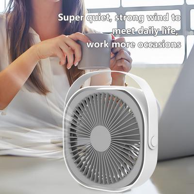 6 Inch Mini Desktop Fan 360 Degrees Adjustable Portable Rechargeable For Home Office Bedroom Library Dorm