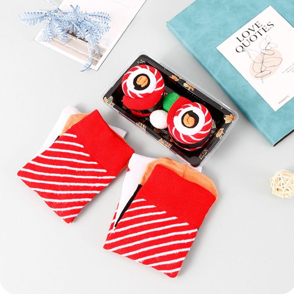 Y2K Salmon Sushi Socks Ins Funny Socks Gift Box Fashion Cotton Socks For Women Men