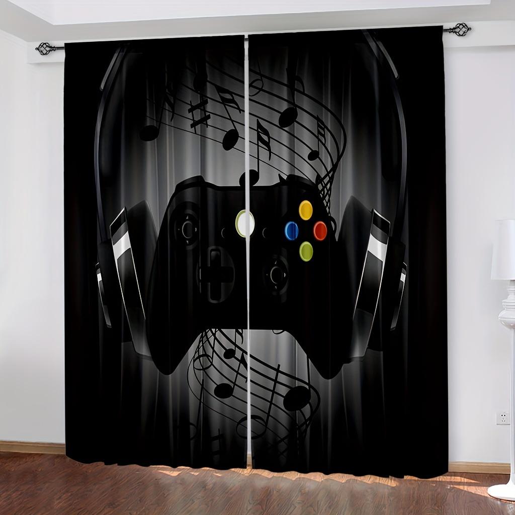 2pcs Rainbow Green HD Digital Printed Curtains Home Decor Living Room Bedroom Rod Pocket Curtains Color Gamepad Print Bedroom
